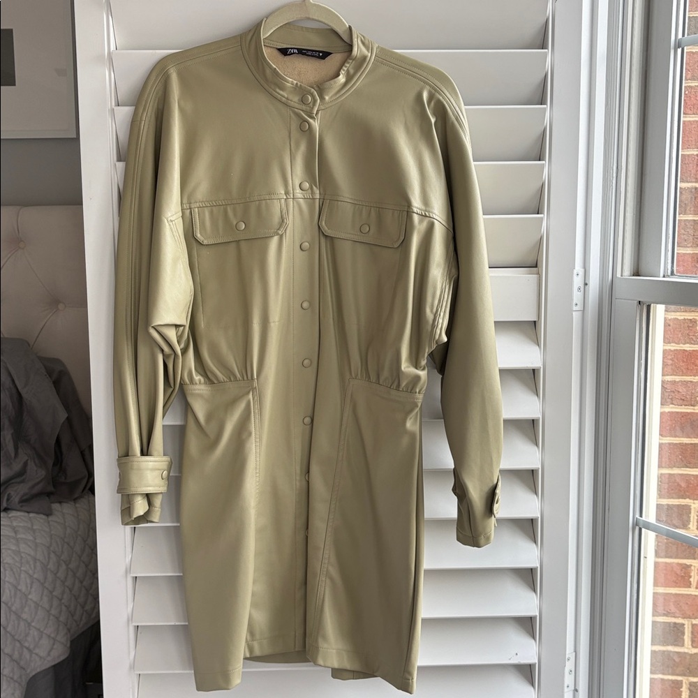 Zara  Women's Faux Leather Utility Dress - Picture 7 of 8